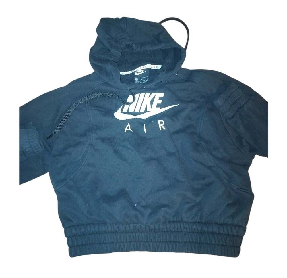 Nike Air Hoodie Size S Black Cropped Fleece Pullover